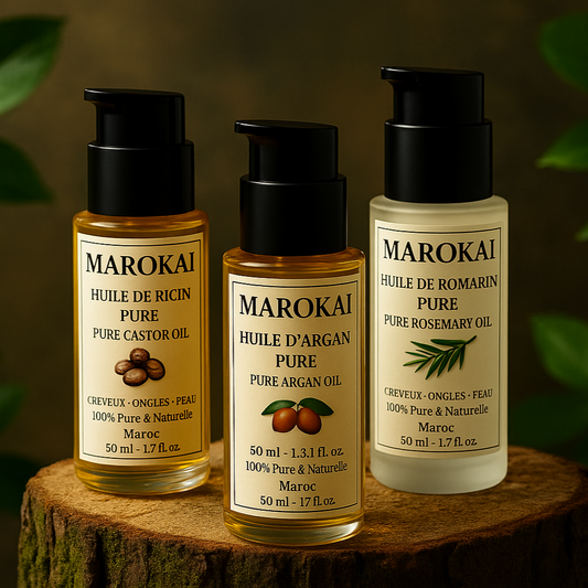 Pack pousse de cheveux- Huile de romarin, huile de ricin & huile d'argan