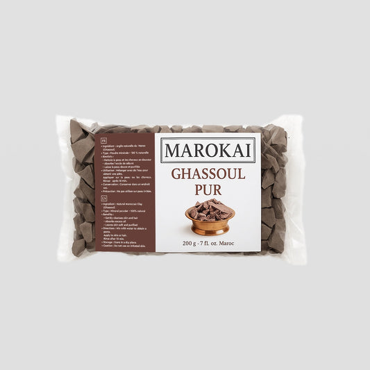 Ghassoul Marocain Pur 200g | Argile Naturelle & Végan pour Cheveux, Visage & Corps