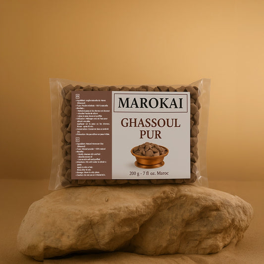 Ghassoul Marocain Pur 200g | Argile Naturelle & Végan pour Cheveux, Visage & Corps