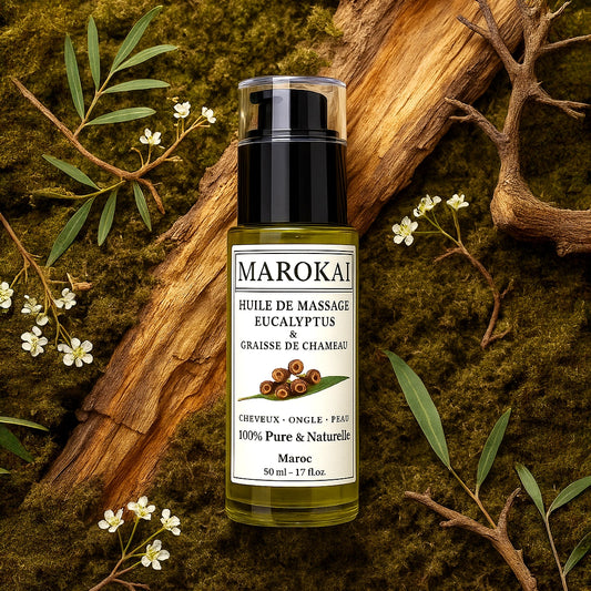 Huile de Massage Musculaire 50ml | Naturelle à l’Eucalyptus & Graisse de Chameau